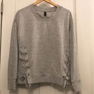 Gray Crewneck sweatshirt with side ties